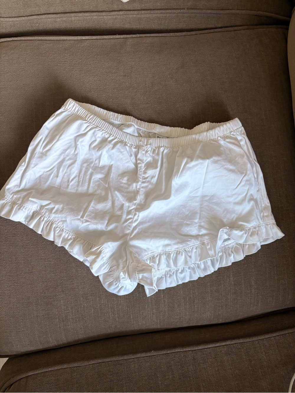 White Ruffle Trim mini Lounge Shorts